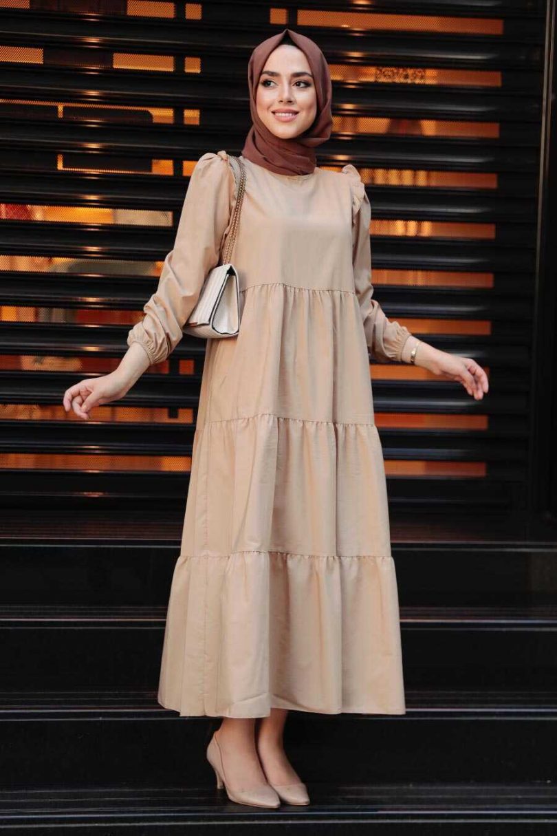 Beige Hijab Dress - Image 2