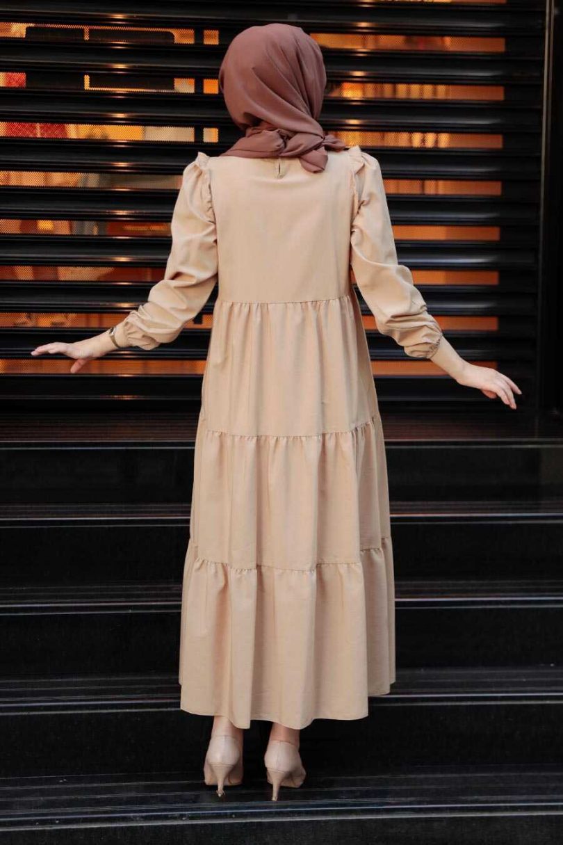 Beige Hijab Dress - Image 3