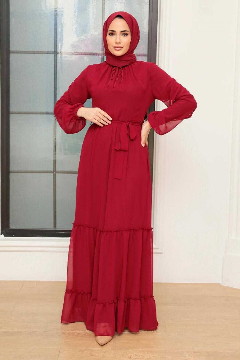 Claret Red Hijab Dress - Image 2