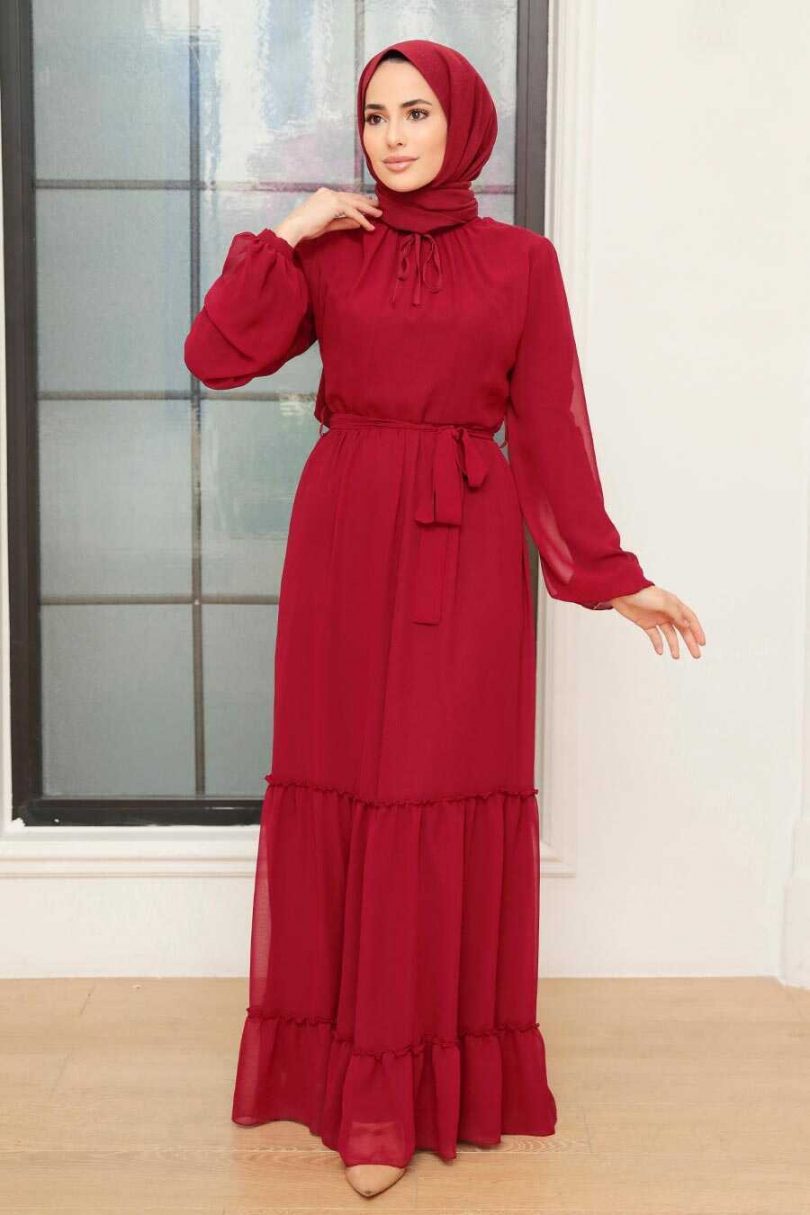 Claret Red Hijab Dress