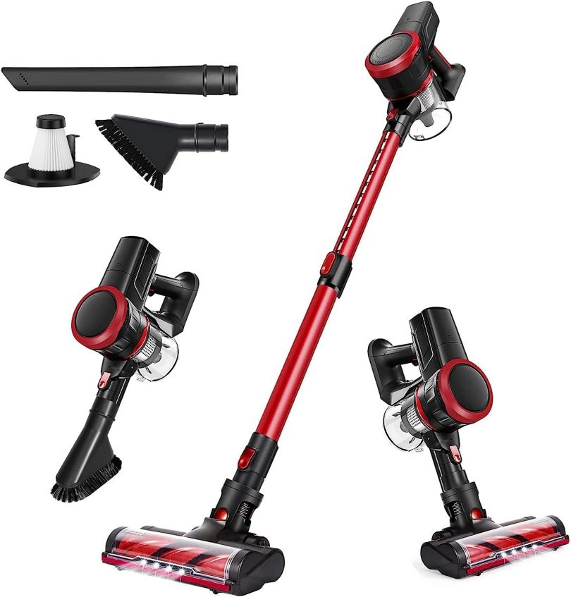 Cordless Vacuum Cleaner 23KPa Handheld Vacuum Cleaner Strong Suction Power, 4 in 1 Vacuum Cleaner Bagless Stick Vacuum Cleaner for Pet Hair Hard Floor Carpet