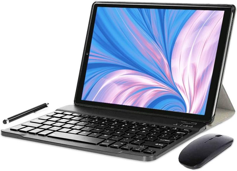 YOTOPT Tablet 10 Inch 4G Lte Android 11.0 tablet PC, Octa Core, 4GB RAM, 64GB ROM TF 1TB available , Tablets with Keyboard Mouse Pen Case, Wi-Fi GPS OTG Bluetooth, gold