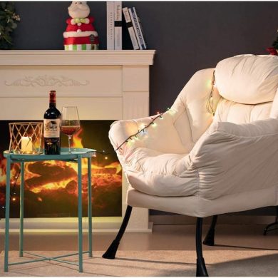 Armchair Accent Chair Lazy Chair Relax Lounge Chair with Armrests Modern Fabric Leisure Sofa Chair with Steel Frame, Beige