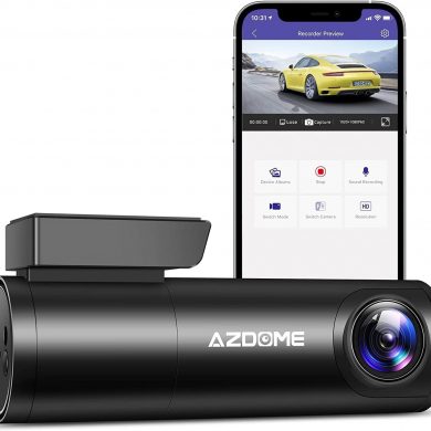 AZDOME 1296P Dash Cam, with WiFi Mini Hidden Car Camera, Voice Control Car Recorder with Night Vision, WDR, Loop Recording, G-Sensor, Super-capacitor M300