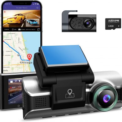 AZDOME 4K Dual Dash Cam with 5GHz WiFi GPS 64GB Card, Front 4K and Rear 1080P Car Dashboard Camera Recorder, 3.19 IPS, Night Vision, Parking Mode, Super Capacitor, Support 256GB Max M550Pro-2CH