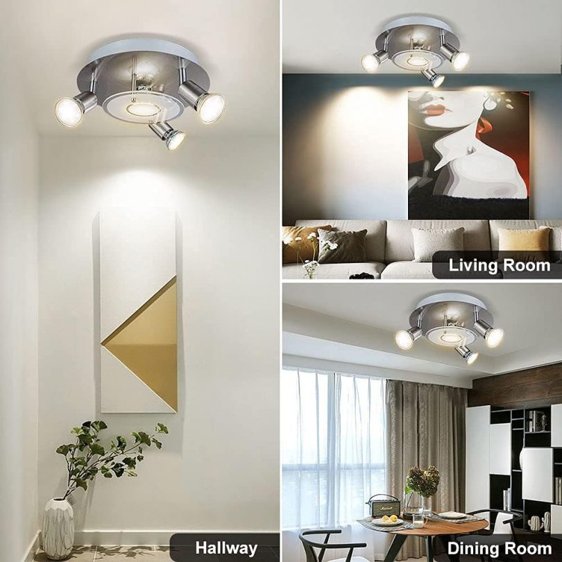 4 Way Round Plate LED Ceiling Spotlight for Bedroom Living Room Adjustable Ceiling Kitchen Lights