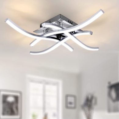  LED Ceiling Light, Elegant Curved Design Ceiling Lights, 4 Built-in LED Boards, 24W 2400 Lumen, Cold Light 6500K