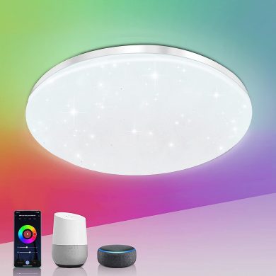  20W LED WiFi Smart Ceiling Light, 2000lm WiFi Dimmable RGB Ceiling Light Voice Control Dimmable Multicolor Round Ceiling Lights Support for Alexa Google and Alexa