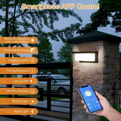 Dimming Wall Lamp with 2.4G Remote APP Control, IP66 Waterproof Wall Sconce Light 2700k-6500k Adjustable with Timing, Voice Control, Outdoor Wall