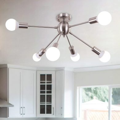 Ceiling Light Nickel Modern Light Fittings Ceilings, 6 Lights Vintage Ceiling Lamp 