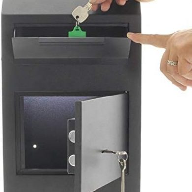 Cashmatic Deposit Drop Slot Safe Wall Mounted Cabinet Secure Vertical Basic Storage Box with Key