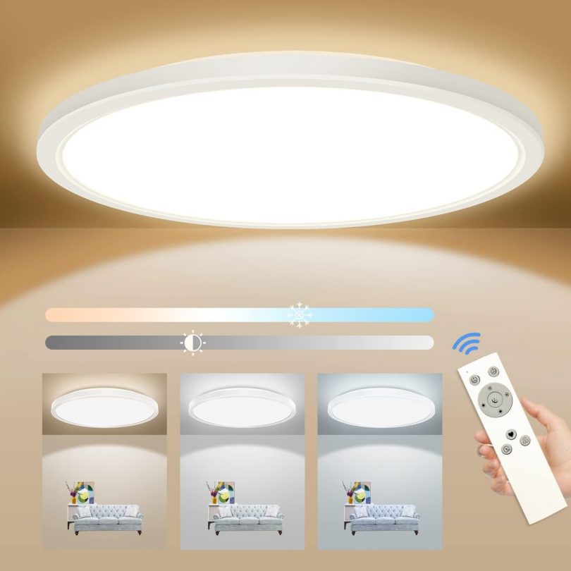 LED Ceiling Lights with Remote Control, 29.5CM 24W 3200LM 3000K 4500K 6000K Dimmable LED Flush