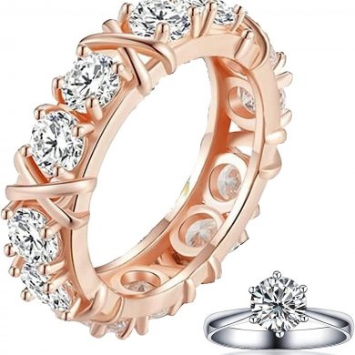 Moissanite Diamond Ring, Magnetic Zircon Shaping Ring Engagement Rings Wedding Bands Anniversary Rings Gifts 9, 2pcs Rose Gold