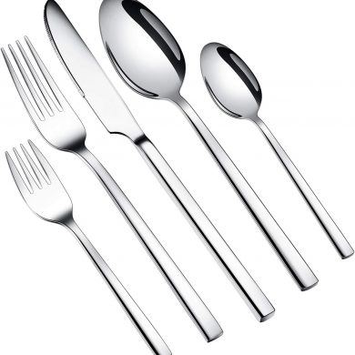 Cutlery Set, 30pcs Stainless Steel Dinnerware Tableware Silverware Set, Include Knife Fork Spoon Salad Fork Teaspoon, Mirror Polished,