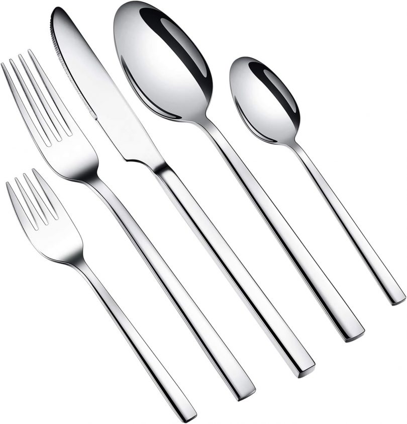 Cutlery Set, 30pcs Stainless Steel Dinnerware Tableware Silverware Set, Include Knife Fork Spoon Salad Fork Teaspoon, Mirror Polished,