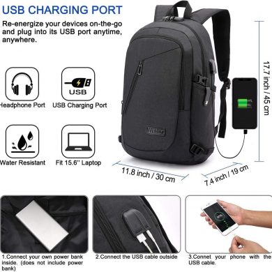 Anti-Theft Laptop Backpack,Business Travel Backpack Bag with USB Charging Port Lock,Water Resistant College School Computer Rucksack