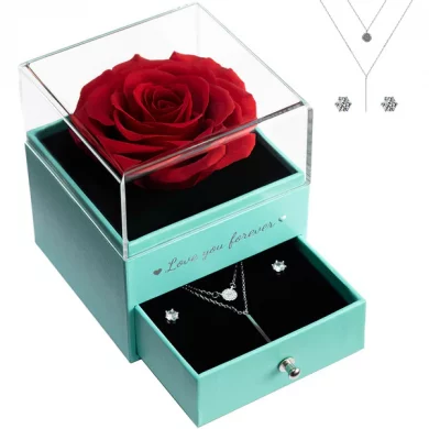 Sunia Eternal Handmade Rose Preserved Real Rose with Love You Necklace 100 Languages Gift, Romantic Rose Flower Gifts for Valentine s Day Anniversary Wedding Birthday Mother s Day