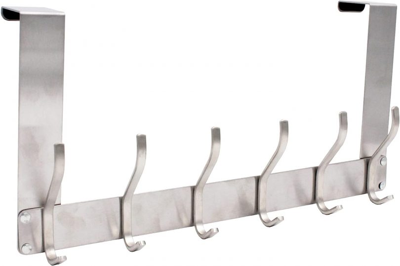 Funly mee Over The Door Hook ,304 Stainless Steel with 6 Hooks,Door Towel Rack for Hanging