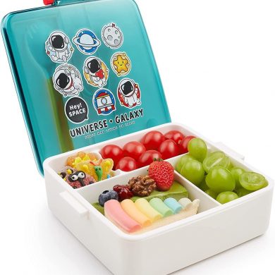 Bento Box for Kids - 1300ml Leak Proof Lunch Box with Sauce Jar - 3 Compartments Lunch Containers with Utensil, Dishwasher Microwave Safe, BPA-Free,On-The-Go Meal and Snack Packing White